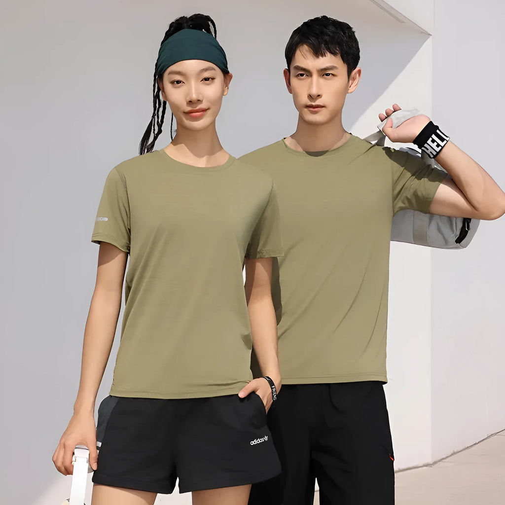 Men's round neck short sleeve work shirt in waterproof quick-dry fabric available in eight colours