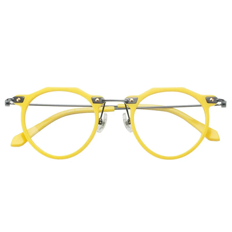 Retro round metal optical glasses New Glasses 5812 in Bright Black with AC lenses