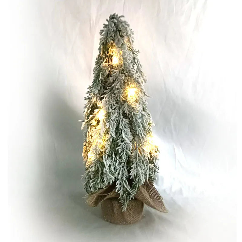 24 inch desktop Christmas tree with battery-operated snow sprayer lights and ornaments