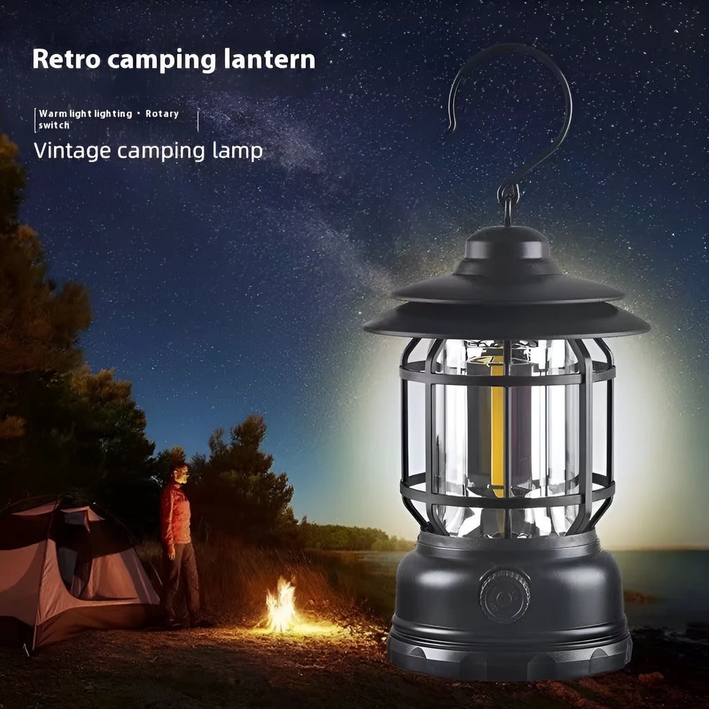 Portable camping lantern and head lamp in dark green, black, or red with super bright LED lighting