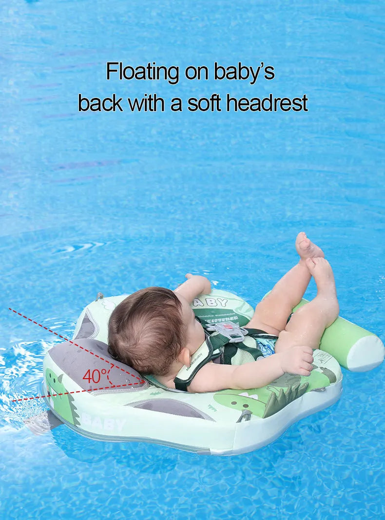 Green dinosaur baby floating swimming ring with sun shade for children 3-24 months
