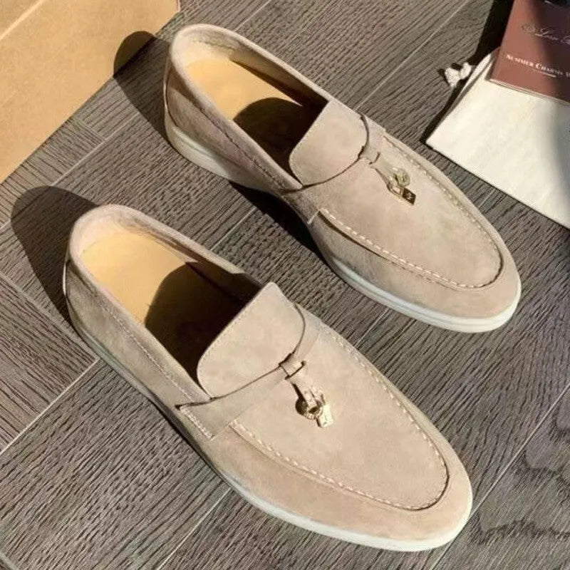 Lightweight unisex slip-on loafers with a round toe, rubber sole, and PU upper in a high-top design.