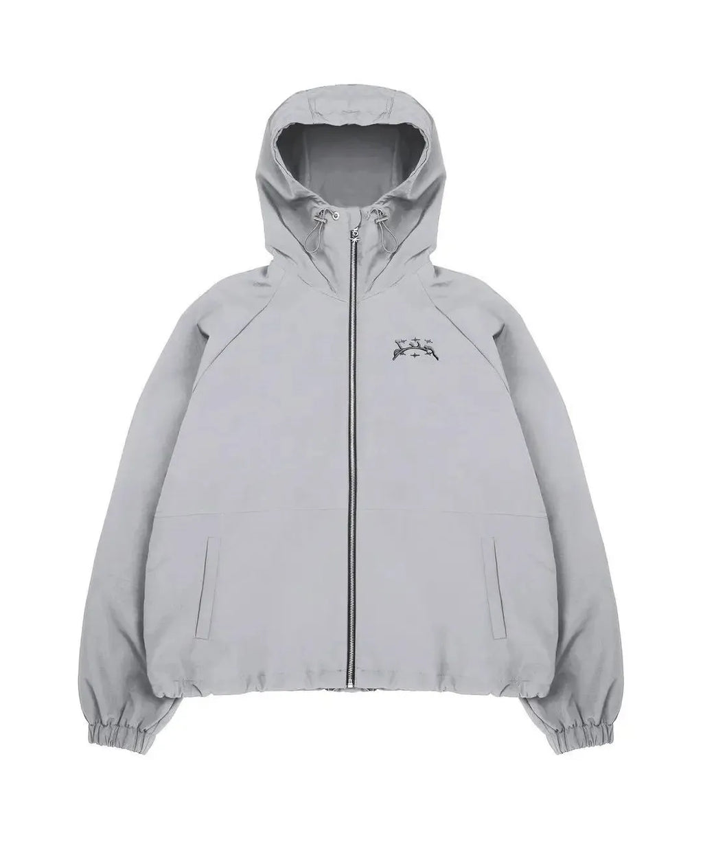 Men's grey British style hooded sun protection jacket with loose fit polyester construction