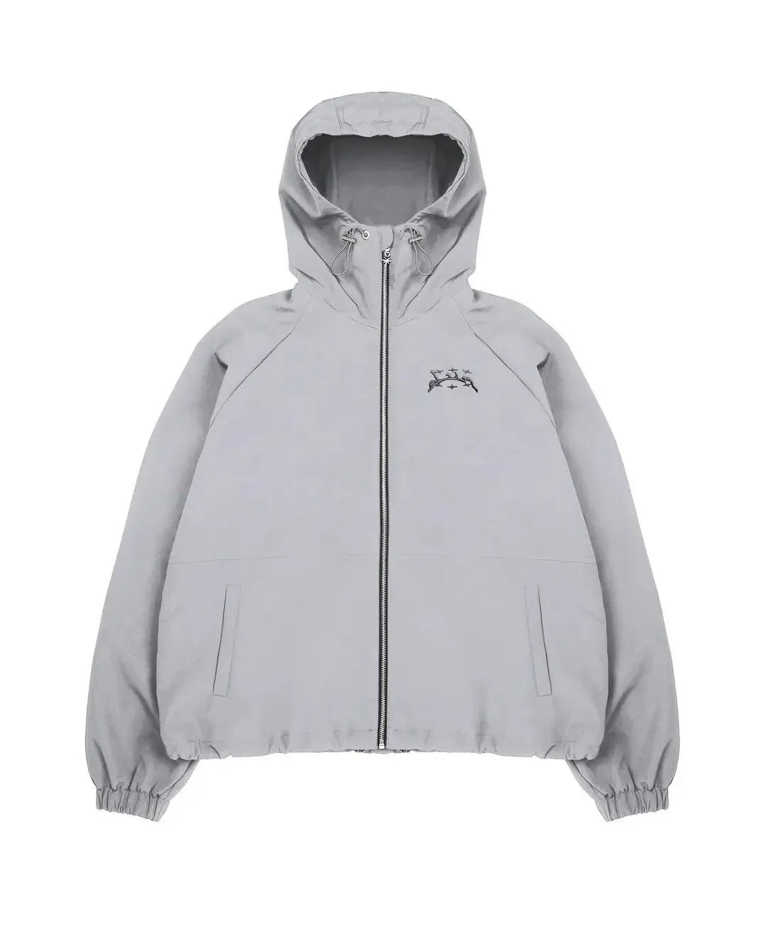 Men's grey British style hooded sun protection jacket with loose fit polyester construction