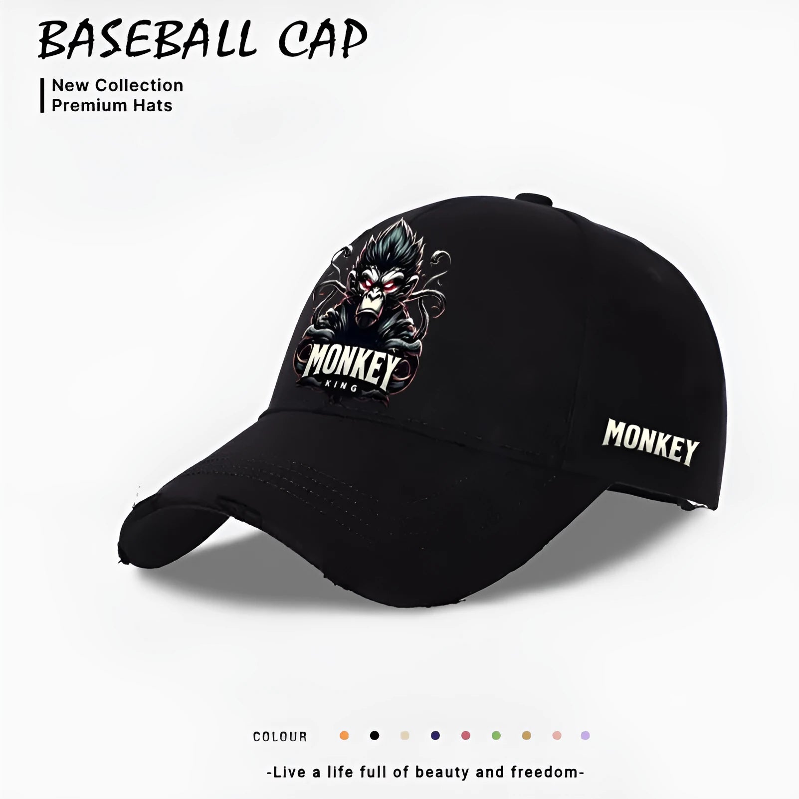 A beige polyester baseball cap with an adjustable snapback closure on a neutral background.