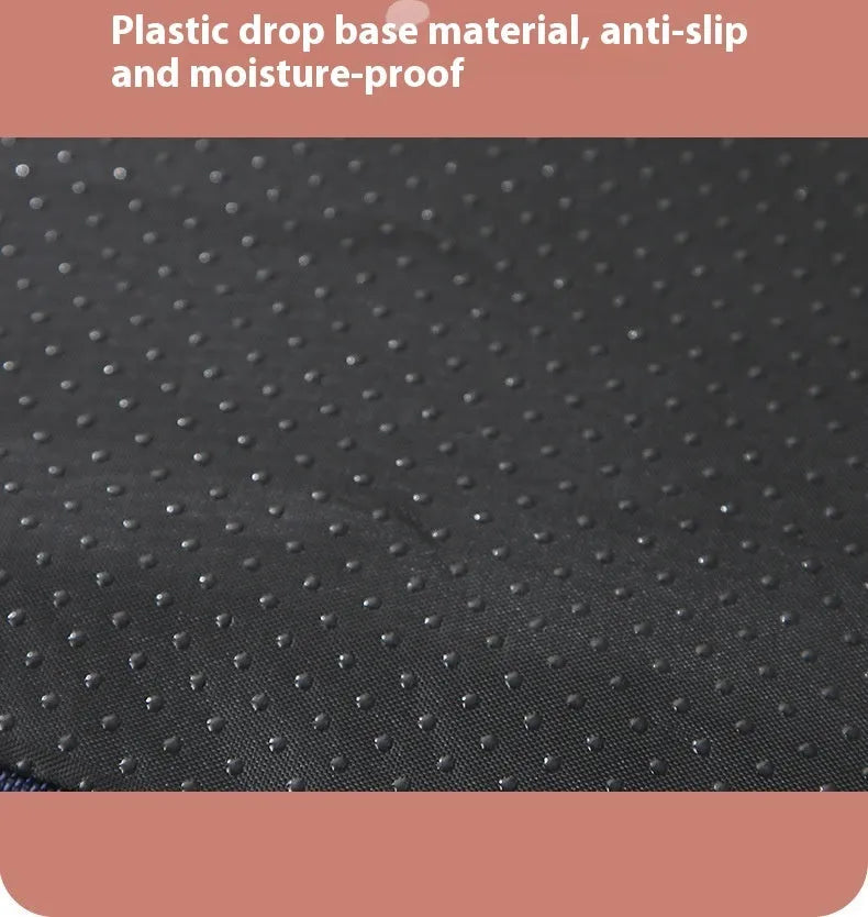 Removable washable memory sponge pet dog mat in brown, shown with size dimensions.