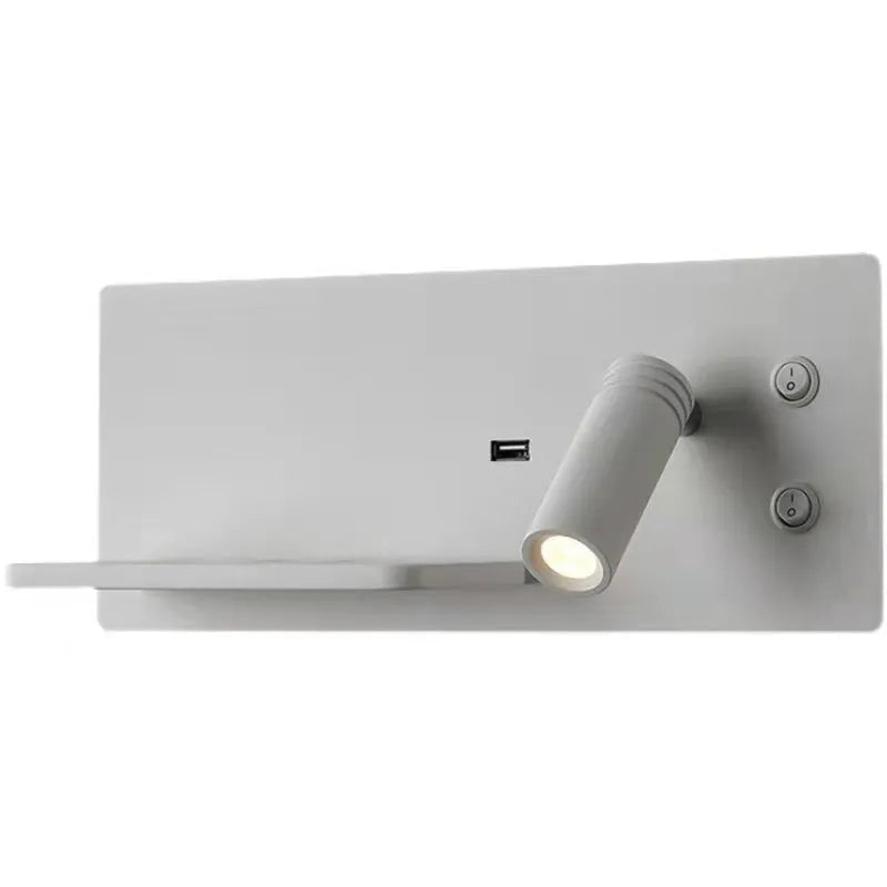 Modern minimalist Nordic style bedside wall lamp with USB wireless charging, iron shade, warm LED light