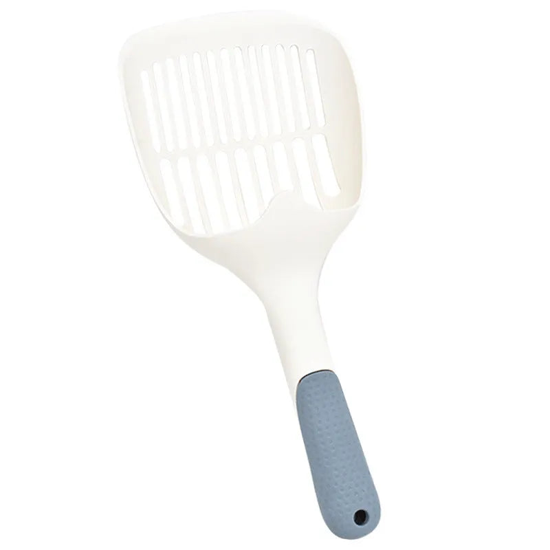 Large plastic cat litter shovel for cleaning tofu and clumping litter.