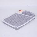 Washable dog mat with detachable cover in grey, shown on a wooden floor
