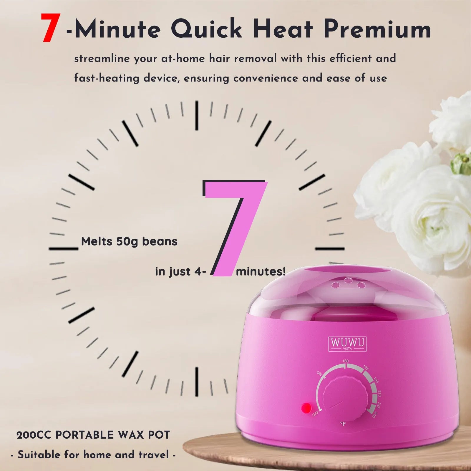 Gold-standard hard wax kit with black wax warmer, wax beads, sticks, and aftercare bottles on a pink background