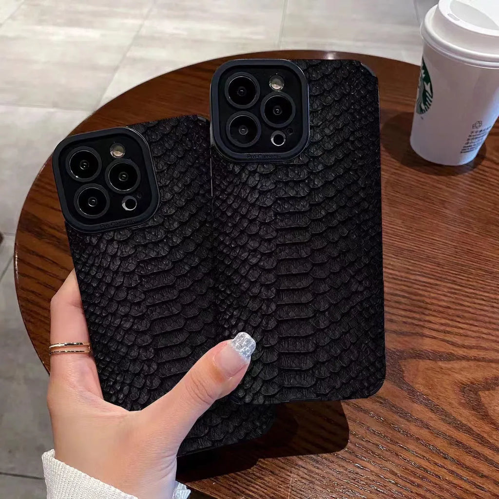 Black scales TPU phone case for iPhone 13 Pro Max with three-dimensional relief pattern