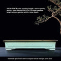 Green handmade ceramic bonsai pot with a retro crackle glaze finish.