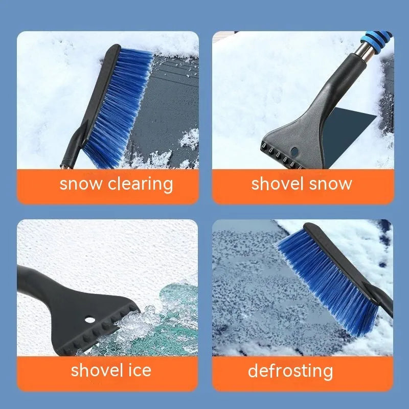 Winter car snow scraping brush with long handle in yellow and blue colour options