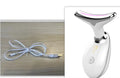 Black silver EMS neck massager with LED lights for skin tightening and wrinkle reduction