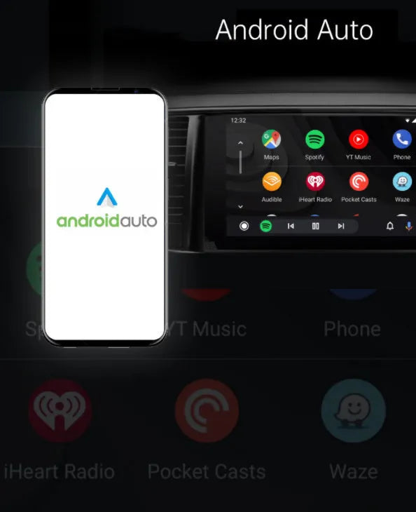 Black 2-in-1 wireless car adapter with USB port for Android phones.