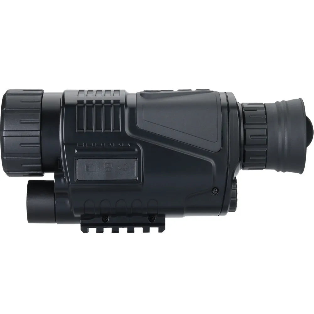 NV300 colour digital night vision telescope with storage bag and cables on a table.