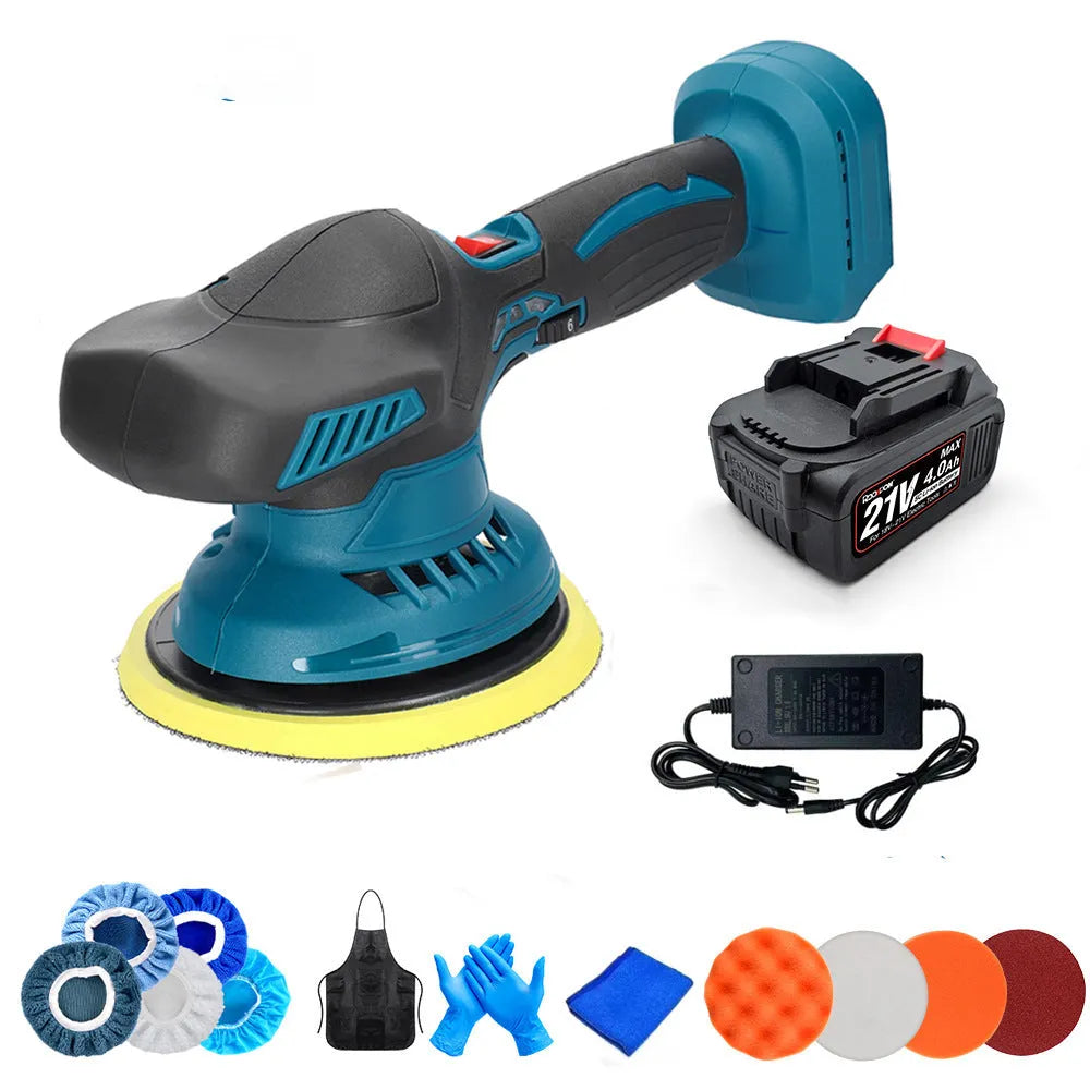 Cordless car polishing machine with 145mm disc and 21v lithium battery