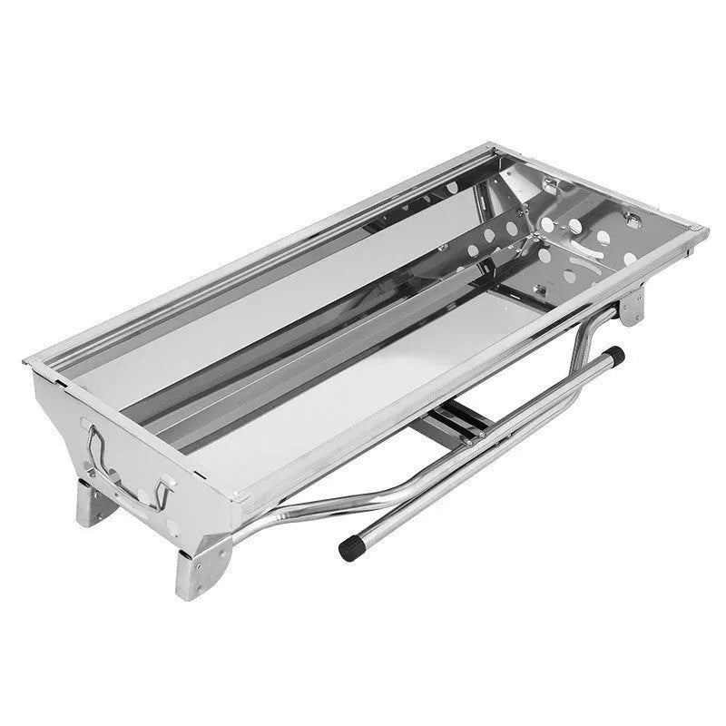 Large stainless steel folding barbecue oven with 73cm wide grill for outdoor cooking