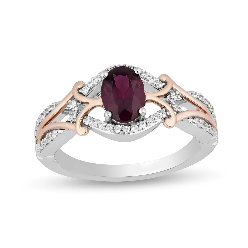 Micro inlaid zircon egg-shaped amethyst two-tone ring for women, copper geometric with colour separation plating