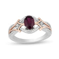 Micro inlaid zircon egg-shaped amethyst two-tone ring for women, copper geometric with colour separation plating