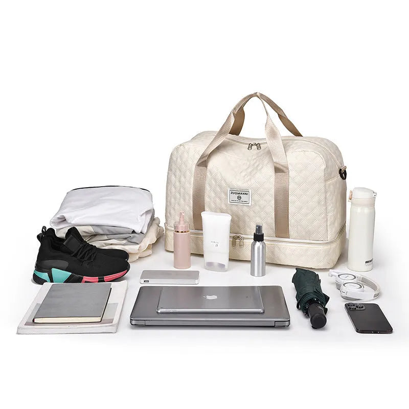 Large Oxford cloth leisure travel bag in a solid colour with a capacity of 36-55 litres.