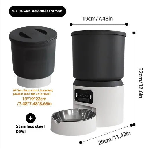 4-litre smart automatic pet feeder with control panel and optional camera