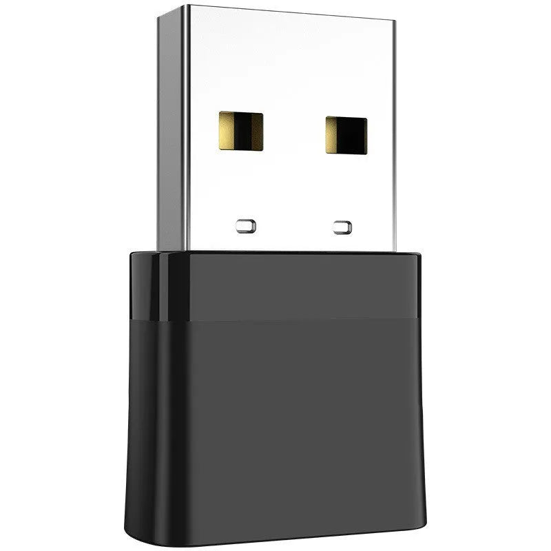 Black mini USB Bluetooth and wireless network adapter with nickel-plated connector