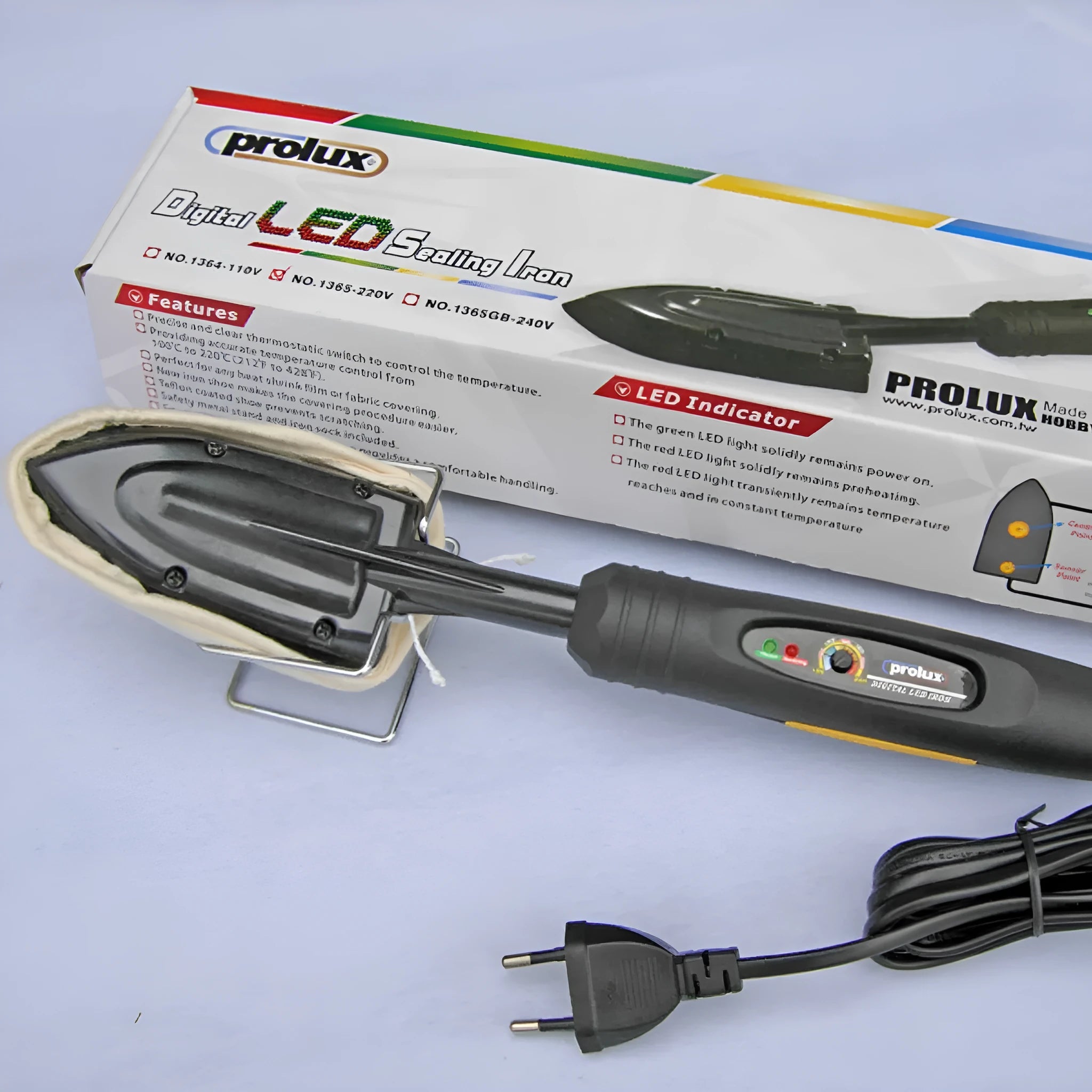 Electronic temperature control professional hair iron with PTFE-coated soleplate and adjustable 100-220°C settings