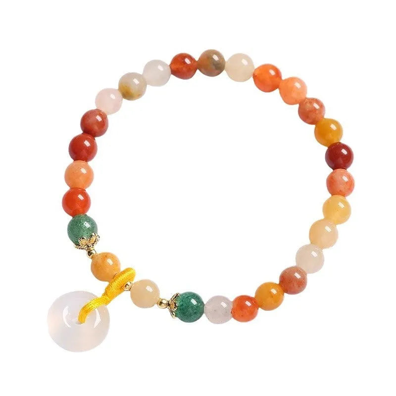 Handmade Chinese bracelet with peace buckle clasp in Jinsi Jade or red agate with 6mm beads