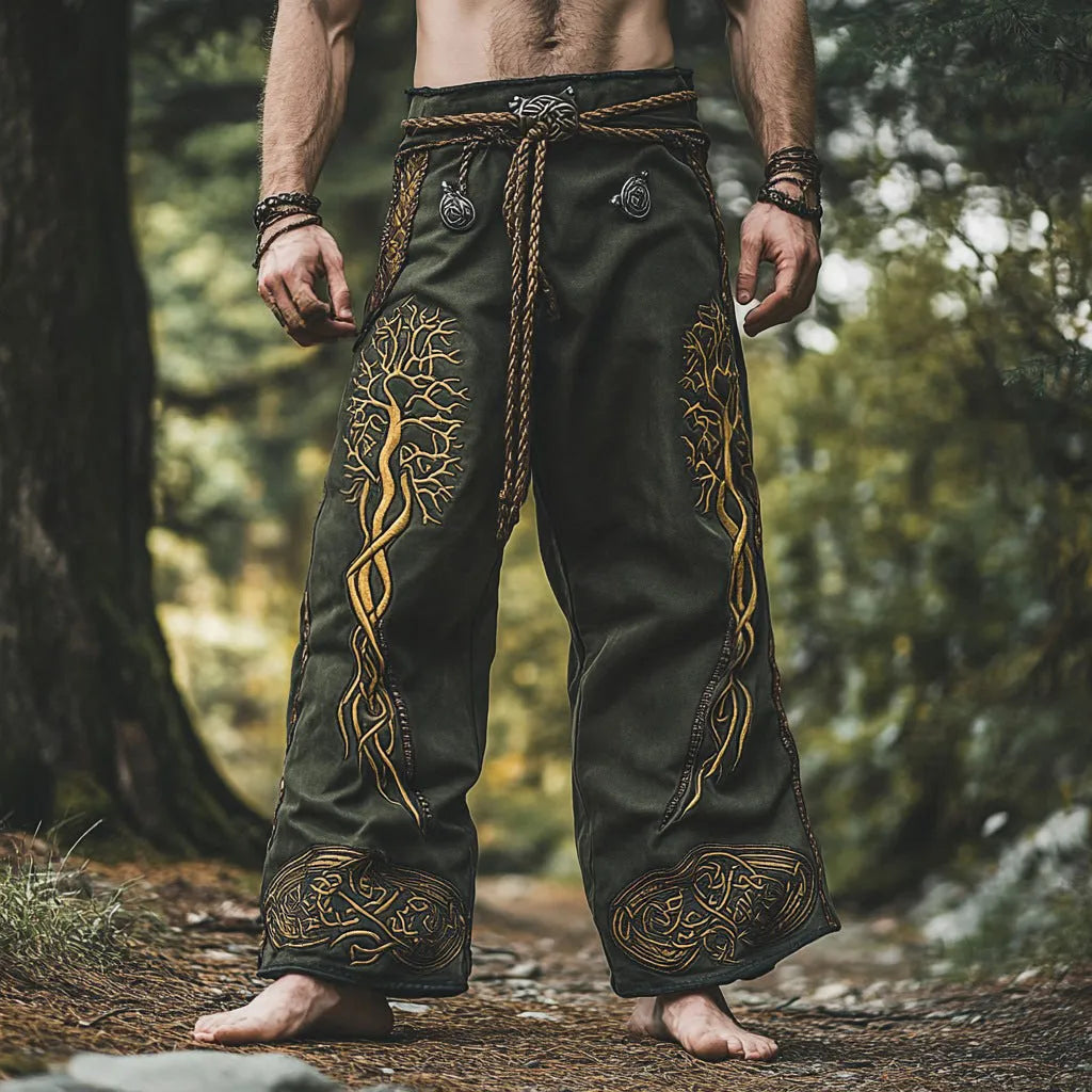 Men's linen blend t-shirt and casual pants set in slim fit for summer sports wear