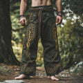 Men's linen blend t-shirt and casual pants set in slim fit for summer sports wear