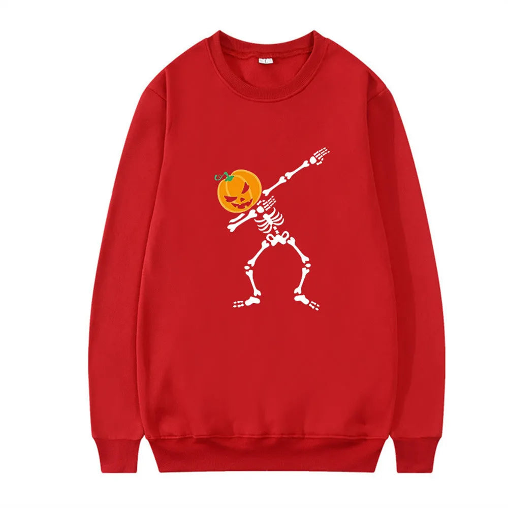 Women's printed cotton crew neck long sleeve top in black, red, yellow, white, or orange red colours