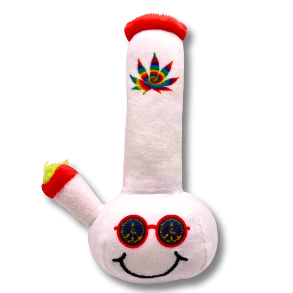 24cm kettle-themed dog plush toy with squeaker in multiple picture patterns