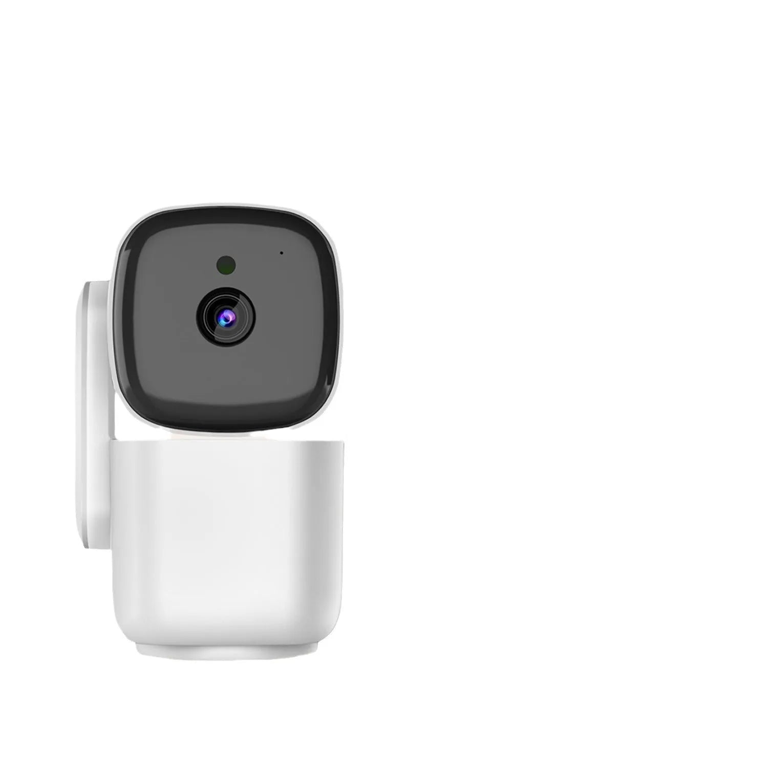 White PTZ motion tracking night vision indoor camera with two-way intercom on a wall mount