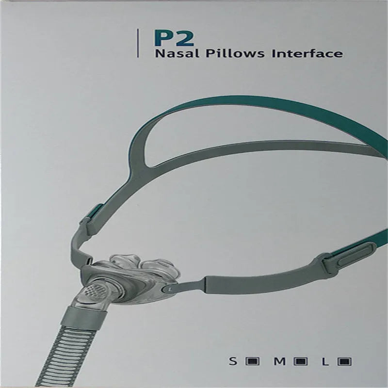 CPAP nasal pillow mask with silicone cushions and adjustable headband for sleep apnoea therapy