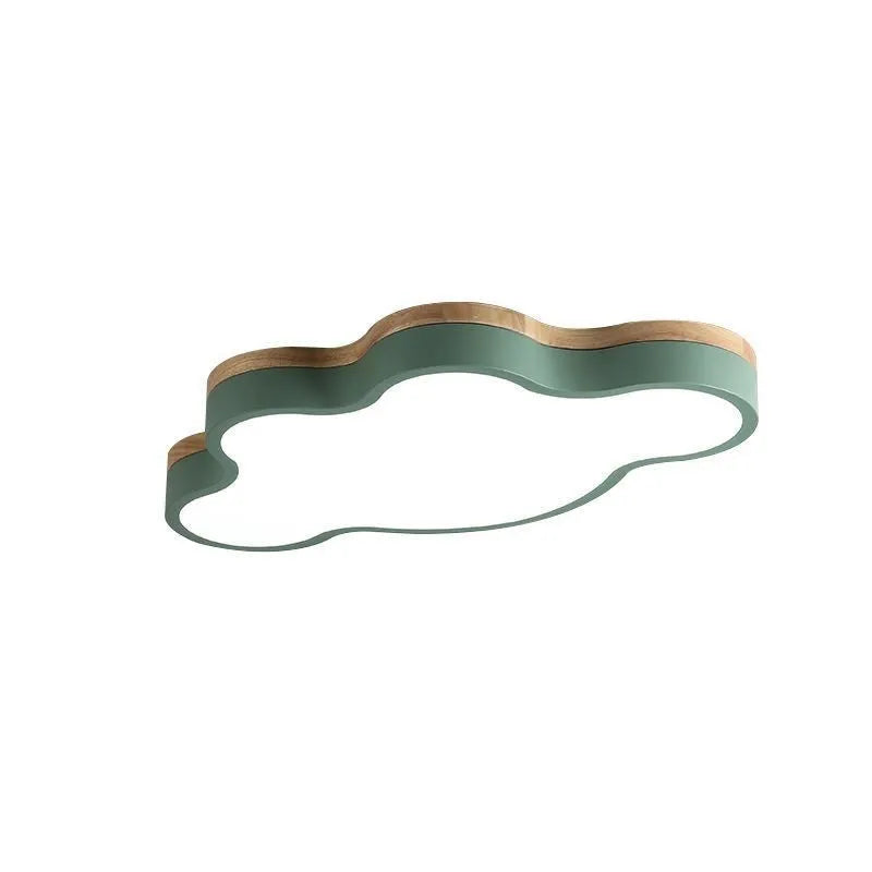 Modern cloud-shaped wood effect LED ceiling lamp for bedroom or study