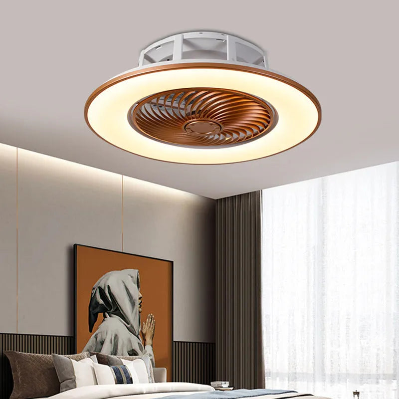 Invisible ceiling fan light with retracted ABS blades and acrylic shade in white finish