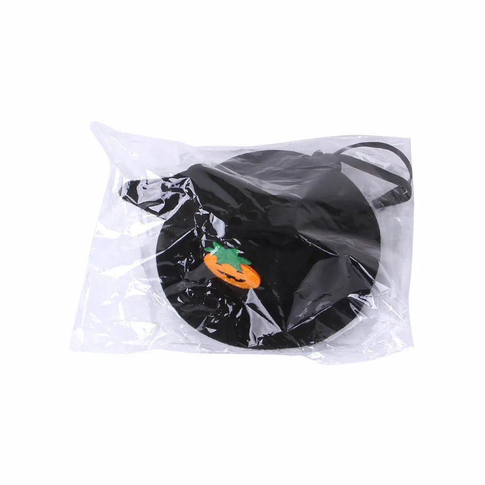Cloth pumpkin Halloween hat for cats with embossed seasonal designs