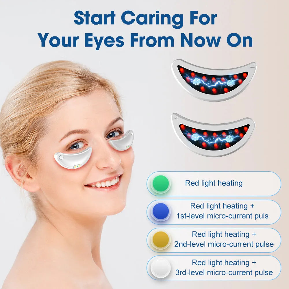 White wireless red light EMS eye massager for facial beauty treatment