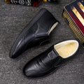 Men's winter warm casual leather shoes, high-top cotton style 1106, solid colour, front lace-up, flat heel