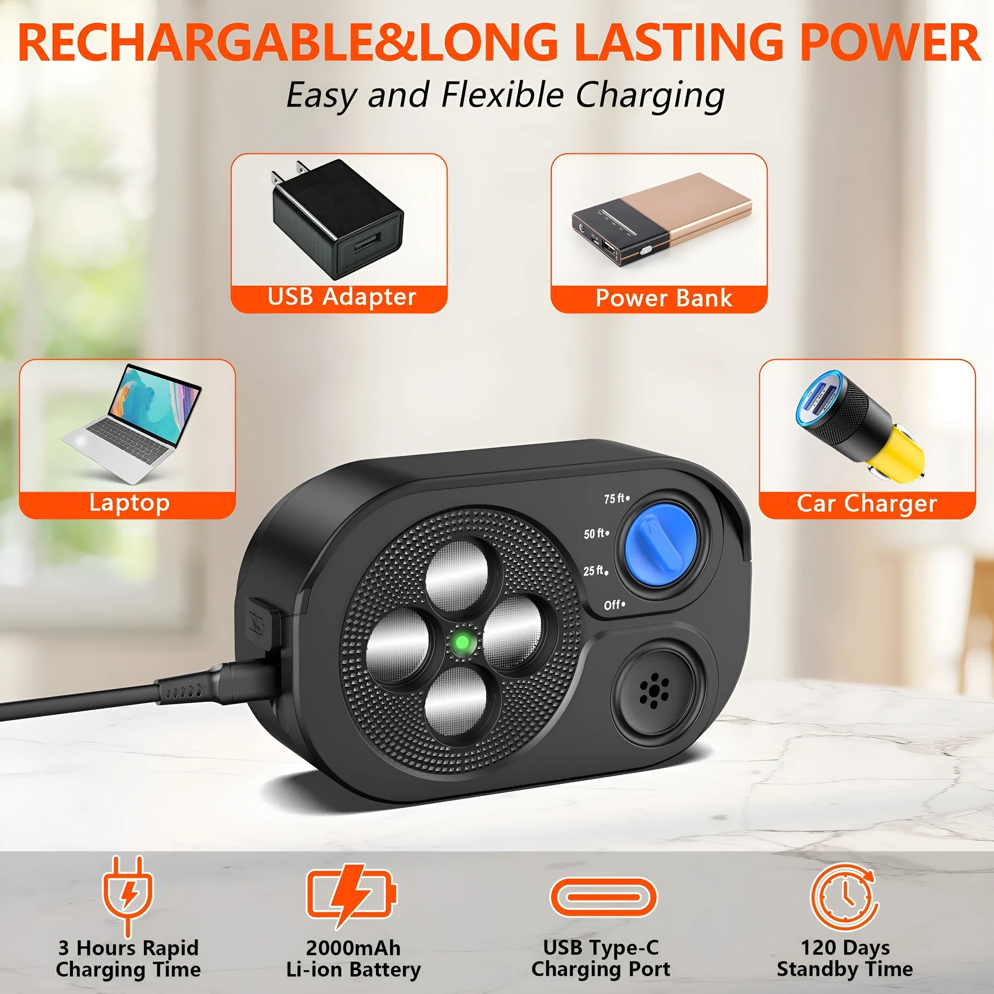 Automatic ultrasonic bark stopping dog training device black ABS casing compact 124x77x42mm