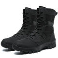 Plus size men's high-top mesh Martin combat boots in black or camouflage with totem pattern