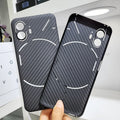 Real aramid fiber phone case in matte black hollow finish for Nothing Phone 2 with plaid texture