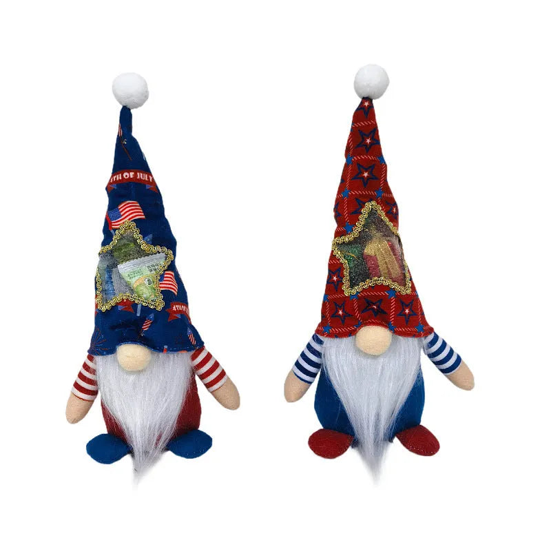 Two Rudolf-themed fabric doll Christmas ornaments with faceless baby doll design