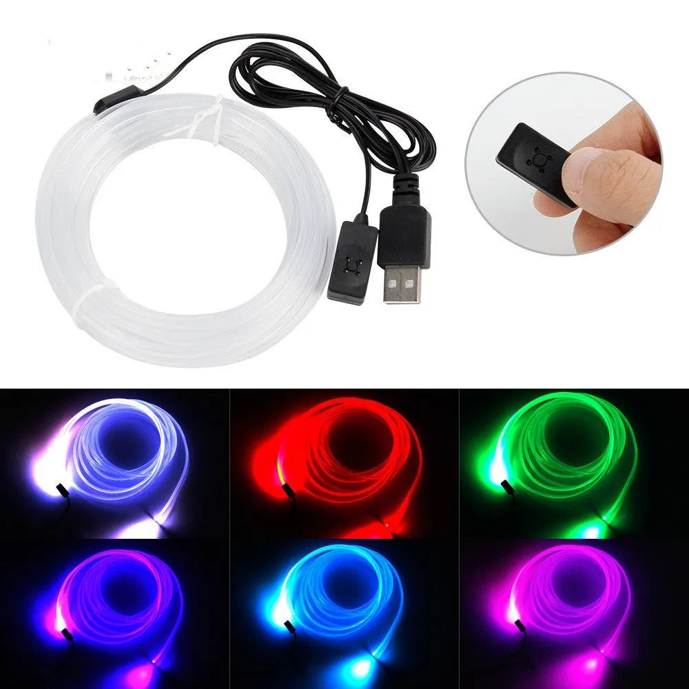 Universal car EL luminous ambience light kit with colourful illumination and USB interface