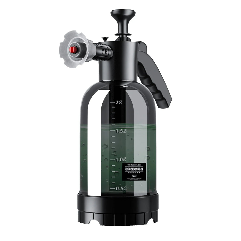 Handheld car wash foam sprayer with 2 litre tank and foam brush attachment