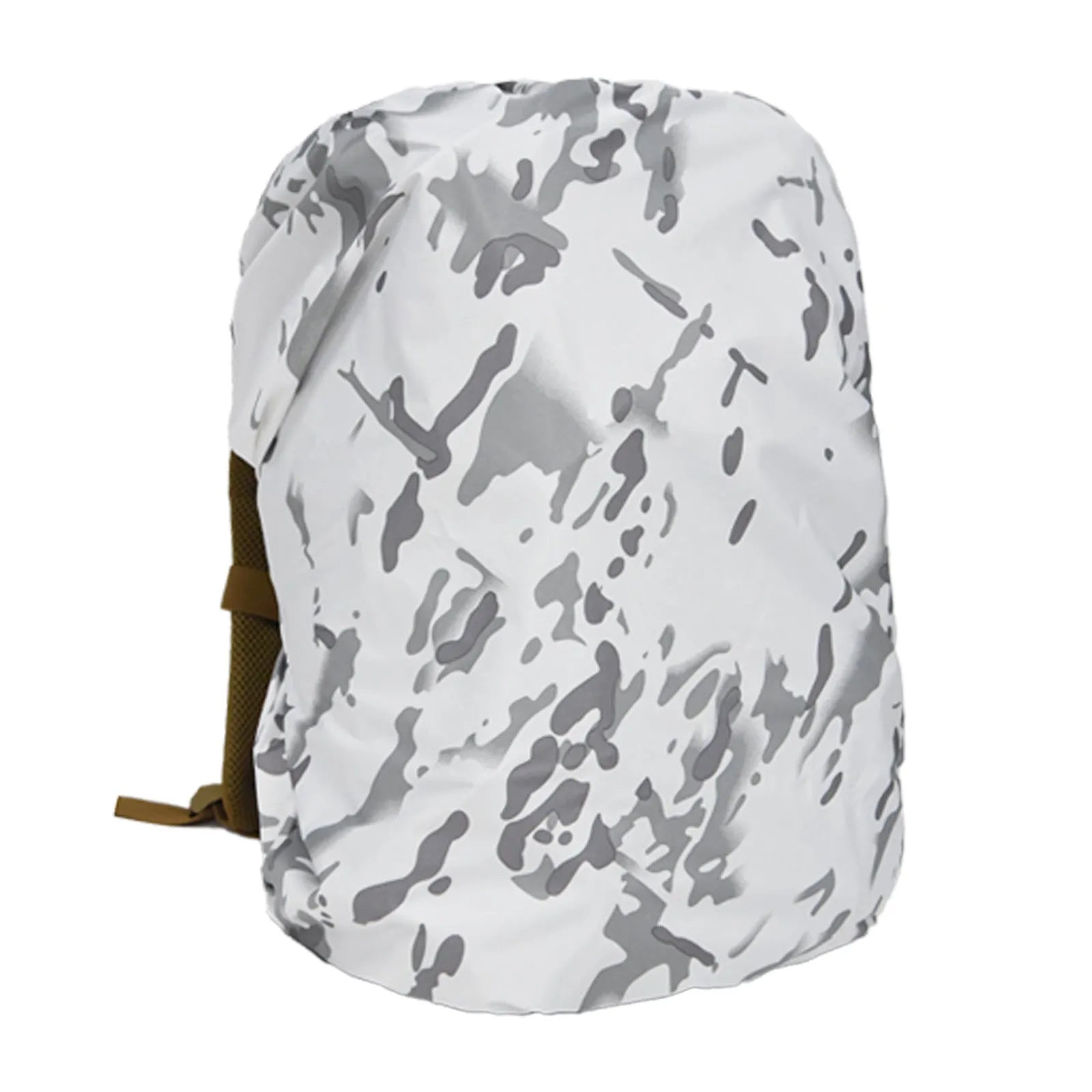 Army green backpack rain cover shown unfolded, suitable for an 80-litre pack.