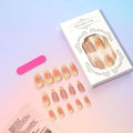 Cartoon 3D flower design on plastic detachable fake nails with jelly glue and file.
