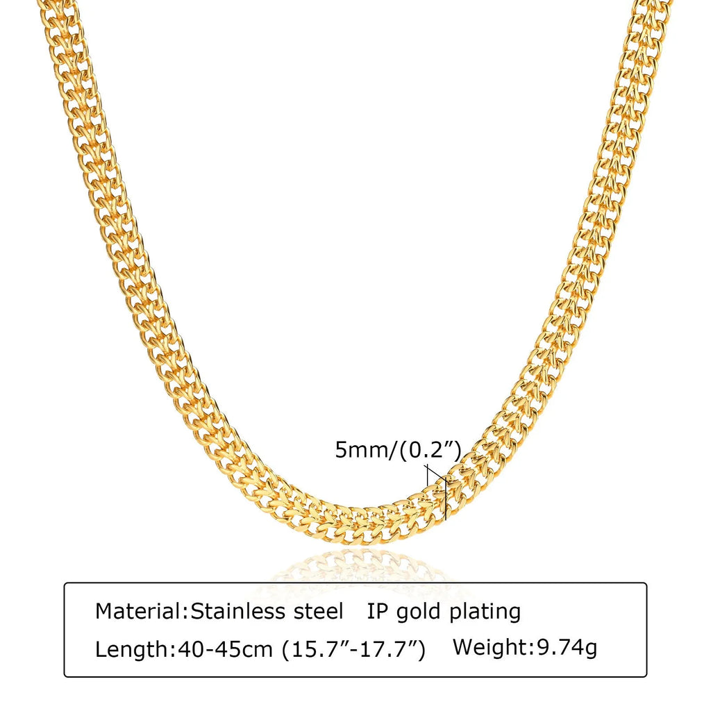 Stainless steel geometric twist necklace on snake bones chain, available in multiple colours