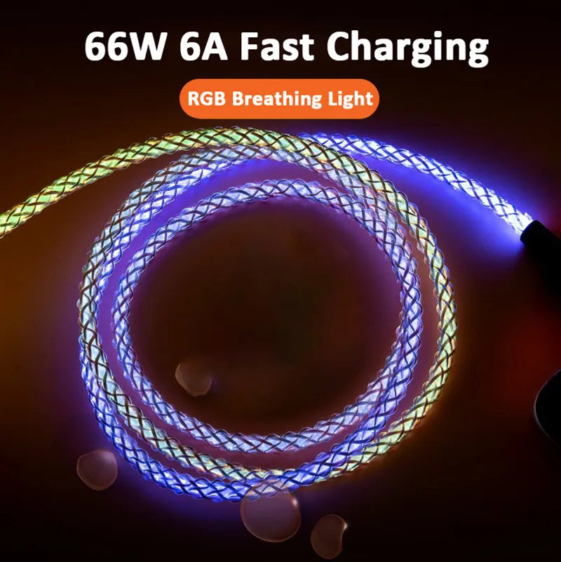 Phantom gradient colour 3-in-1 charging cable with Lightning, Micro USB, and TYPE-C connectors